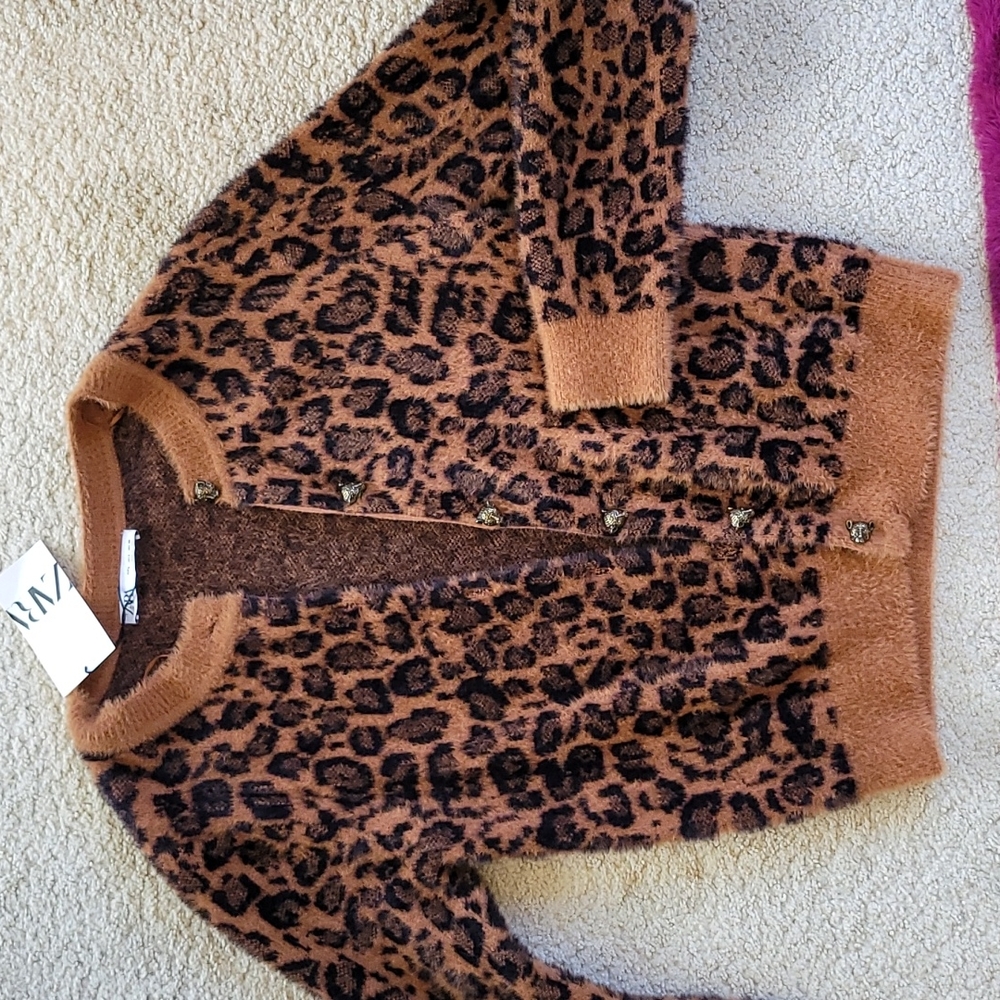 Zara leopard sweater Large